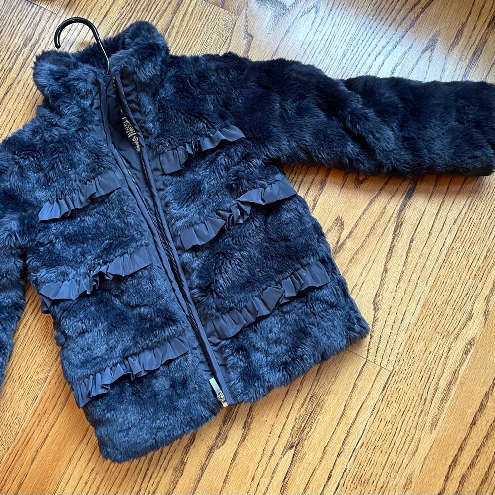 Le Chic Navy Blue Faux Fur Coat | 104 = Size 4